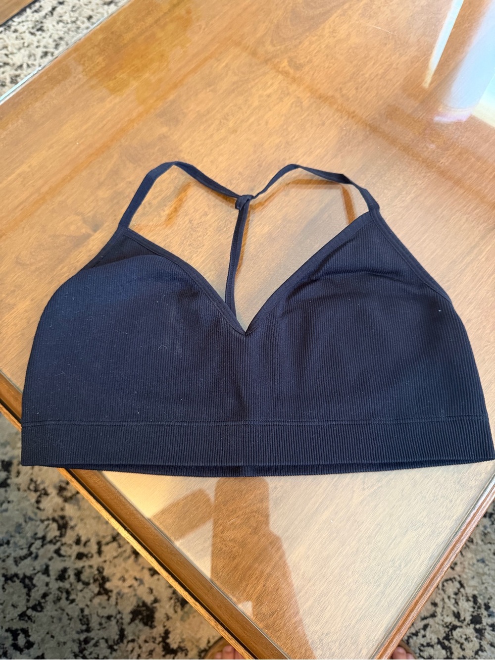 Abercrombie & Fitch Navy T-Back Ribbed Bralette